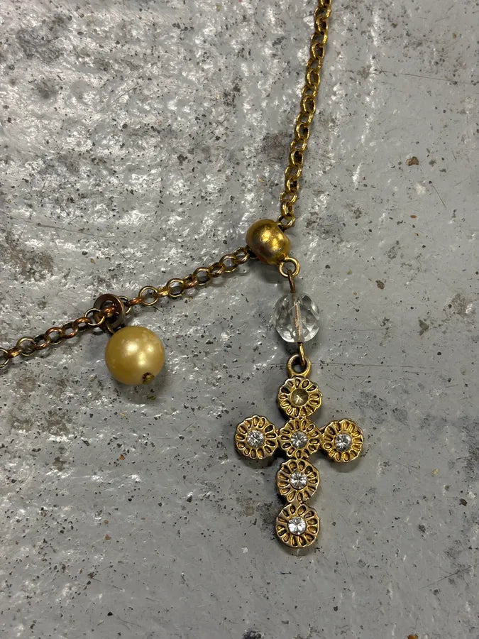 2000s Dolce & Gabbana Guilded Cross Charm Pendant Necklace XbeljFR 5