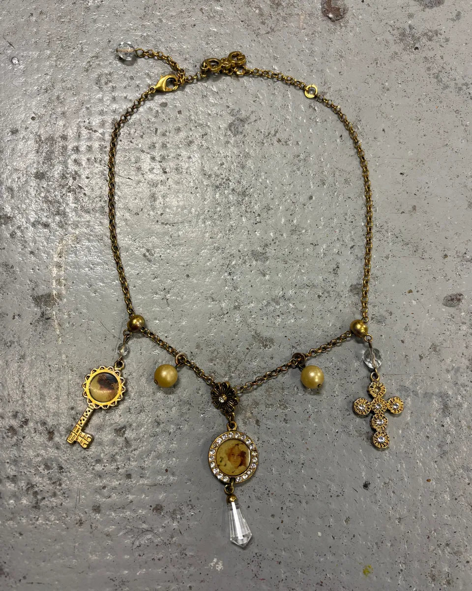 2000s Dolce & Gabbana Guilded Cross Charm Pendant Necklace XbeljFR 0