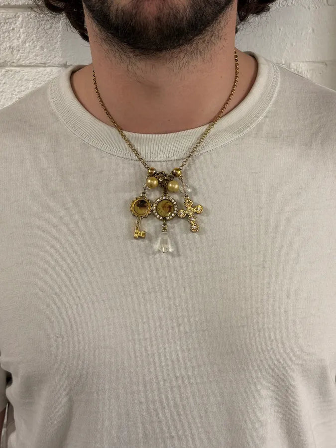 2000s Dolce & Gabbana Guilded Cross Charm Pendant Necklace XbeljFR 2