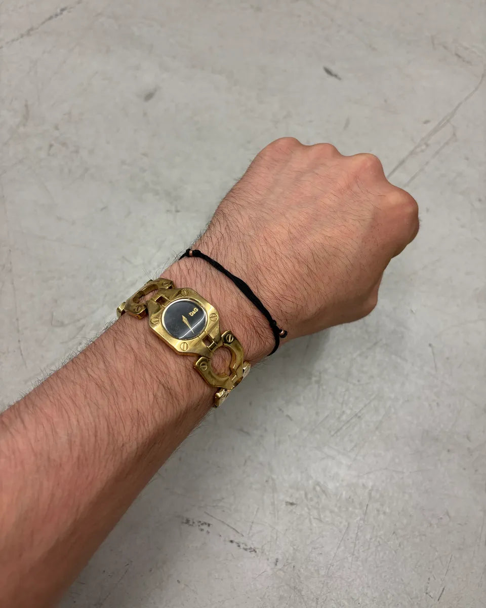 2000s Dolce & Gabbana Guilded Gold Link Watch  SvcyBGy 0