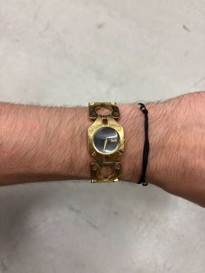 2000s Dolce & Gabbana Guilded Gold Link Watch  SvcyBGy 2