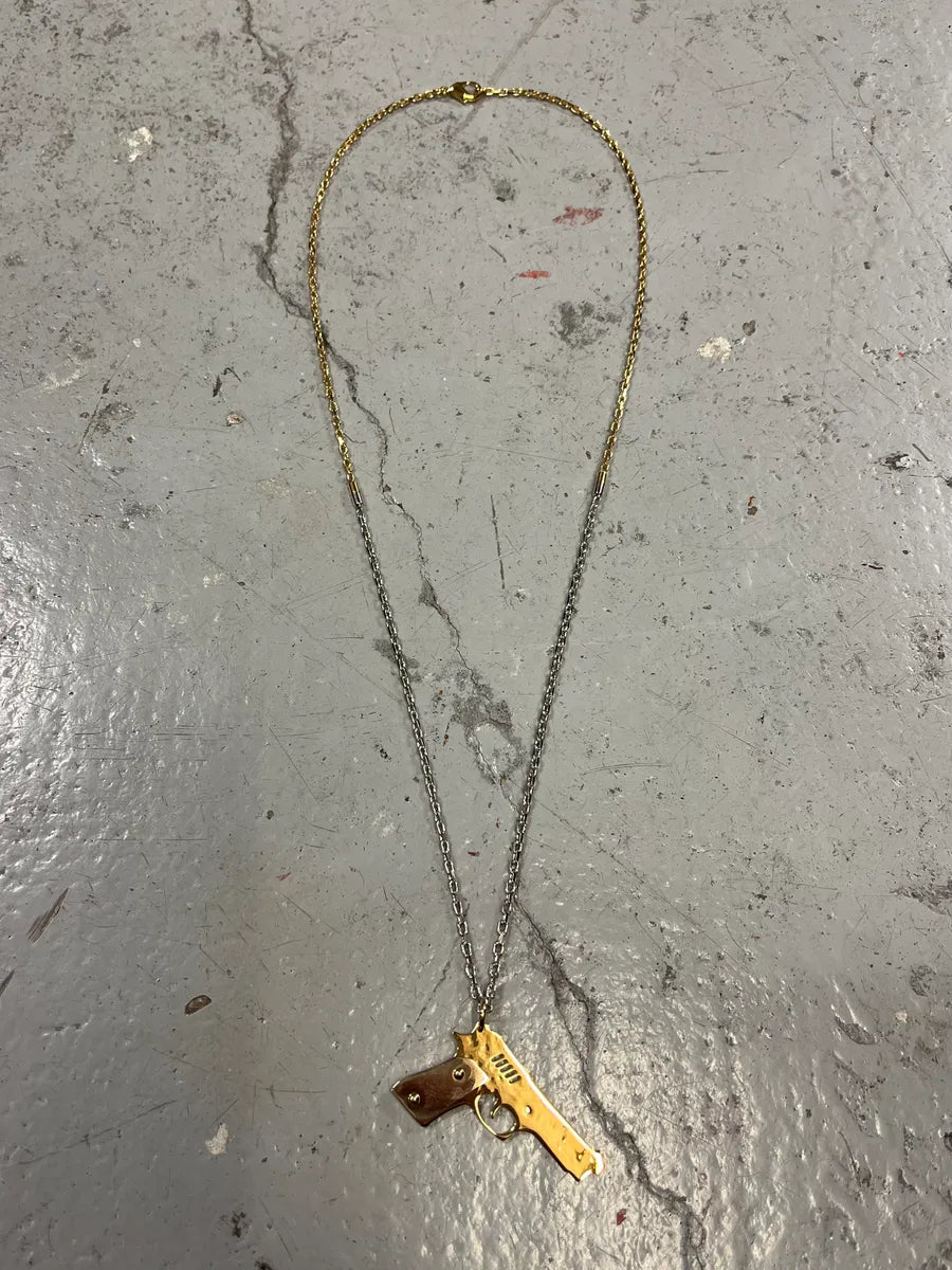 2000s Dolce & Gabbana Gun Pendant Gold & Silver Necklace HbCzCap 0