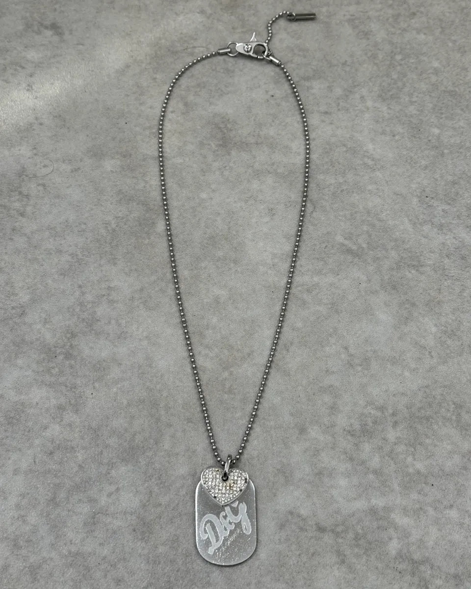 2000s Dolce & Gabbana Heart Dog Tag Necklace oAHrmtg 0