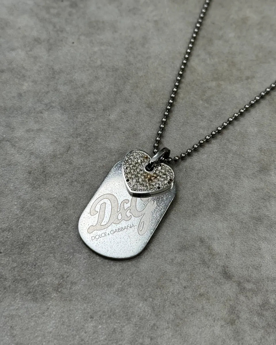 2000s Dolce & Gabbana Heart Dog Tag Necklace oAHrmtg 2