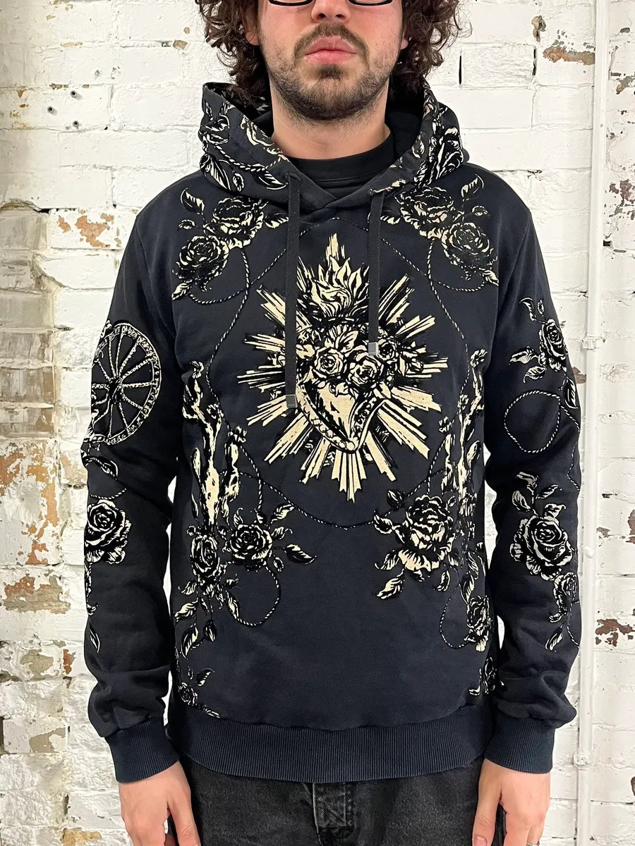 2000s Dolce & Gabbana Heart Ornament Black Hoodie kQPvUYS 1