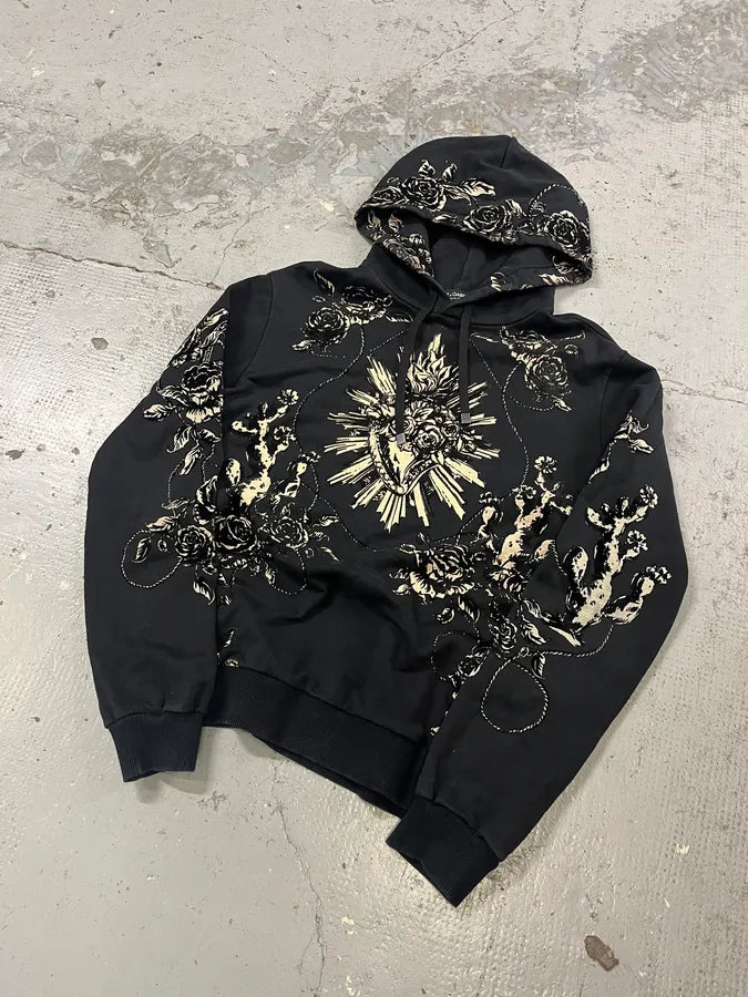 2000s Dolce & Gabbana Heart Ornament Black Hoodie kQPvUYS 3