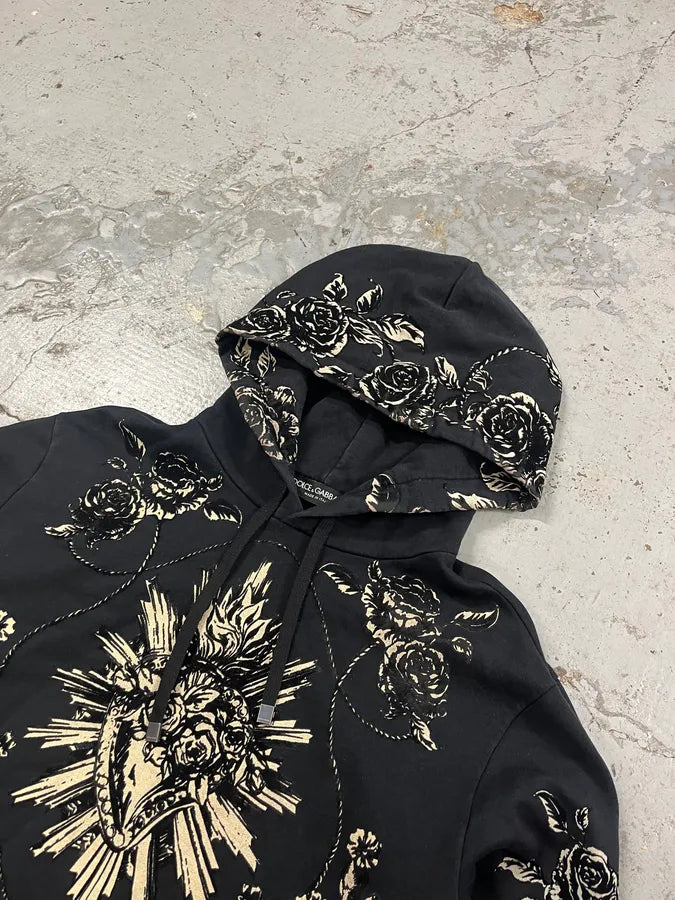 2000s Dolce & Gabbana Heart Ornament Black Hoodie kQPvUYS 4