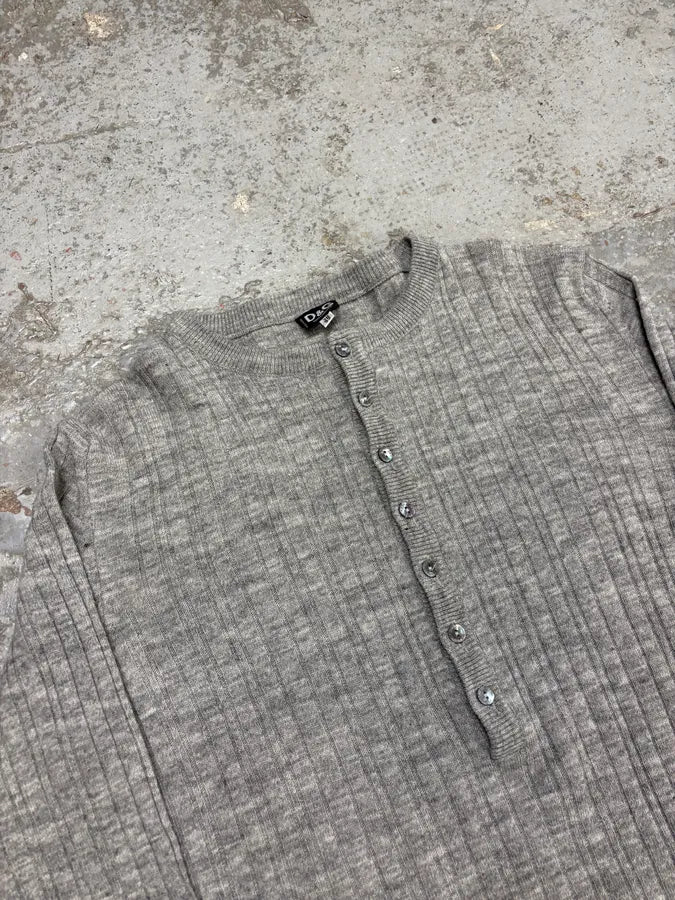 2000s Dolce & Gabbana Henley Grey Wool Longsleeves LzBgQYr 4