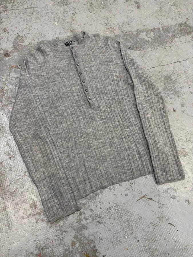 2000s Dolce & Gabbana Henley Grey Wool Longsleeves LzBgQYr 3