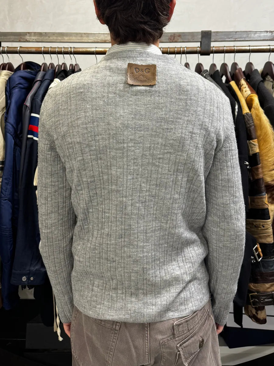2000s Dolce & Gabbana Henley Grey Wool Longsleeves LzBgQYr 2