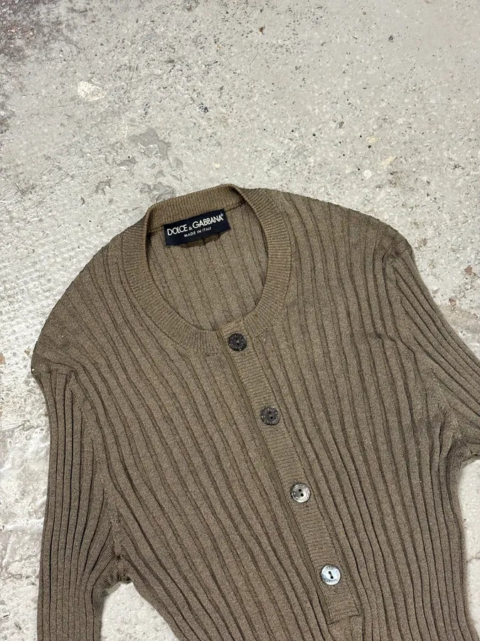 2000s Dolce & Gabbana Henley Khaki Buttoned Longsleeves pPQUcPt 4