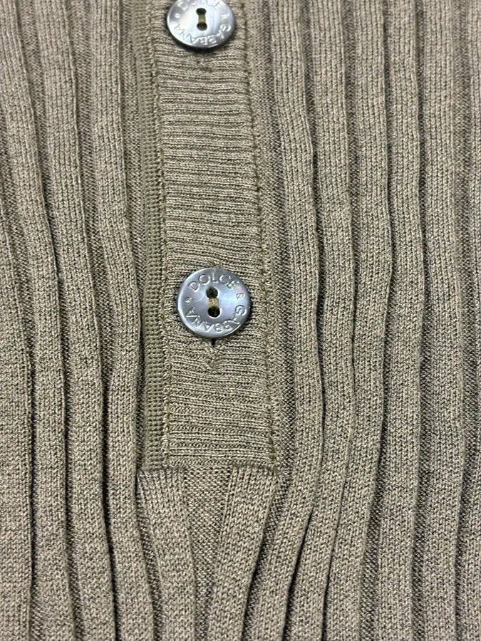 2000s Dolce & Gabbana Henley Khaki Buttoned Longsleeves pPQUcPt 6