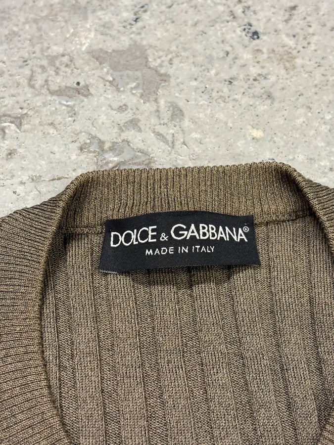 2000s Dolce & Gabbana Henley Khaki Buttoned Longsleeves pPQUcPt 7