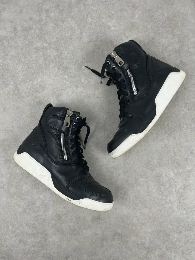 2000s Dolce & Gabbana High Leather Zip Sneakers yOQtZOr 2