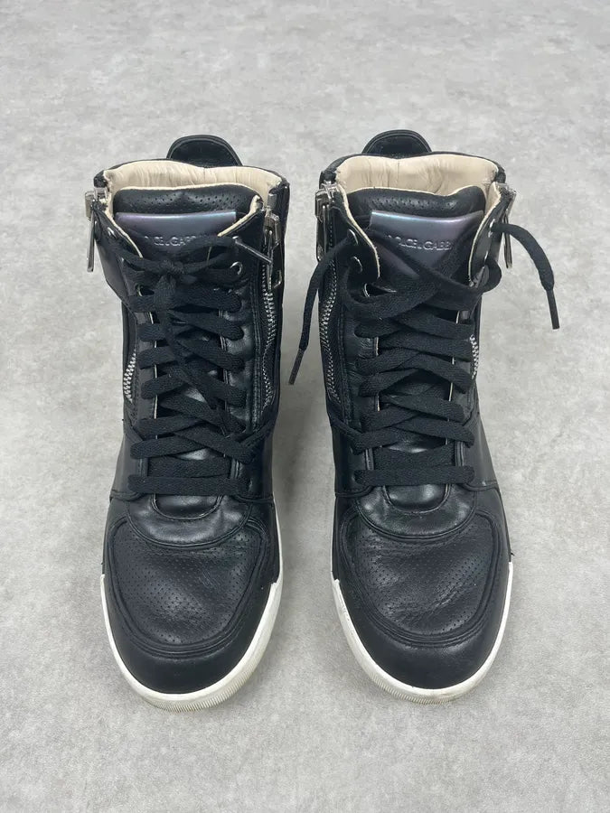 2000s Dolce & Gabbana High Leather Zip Sneakers yOQtZOr 1