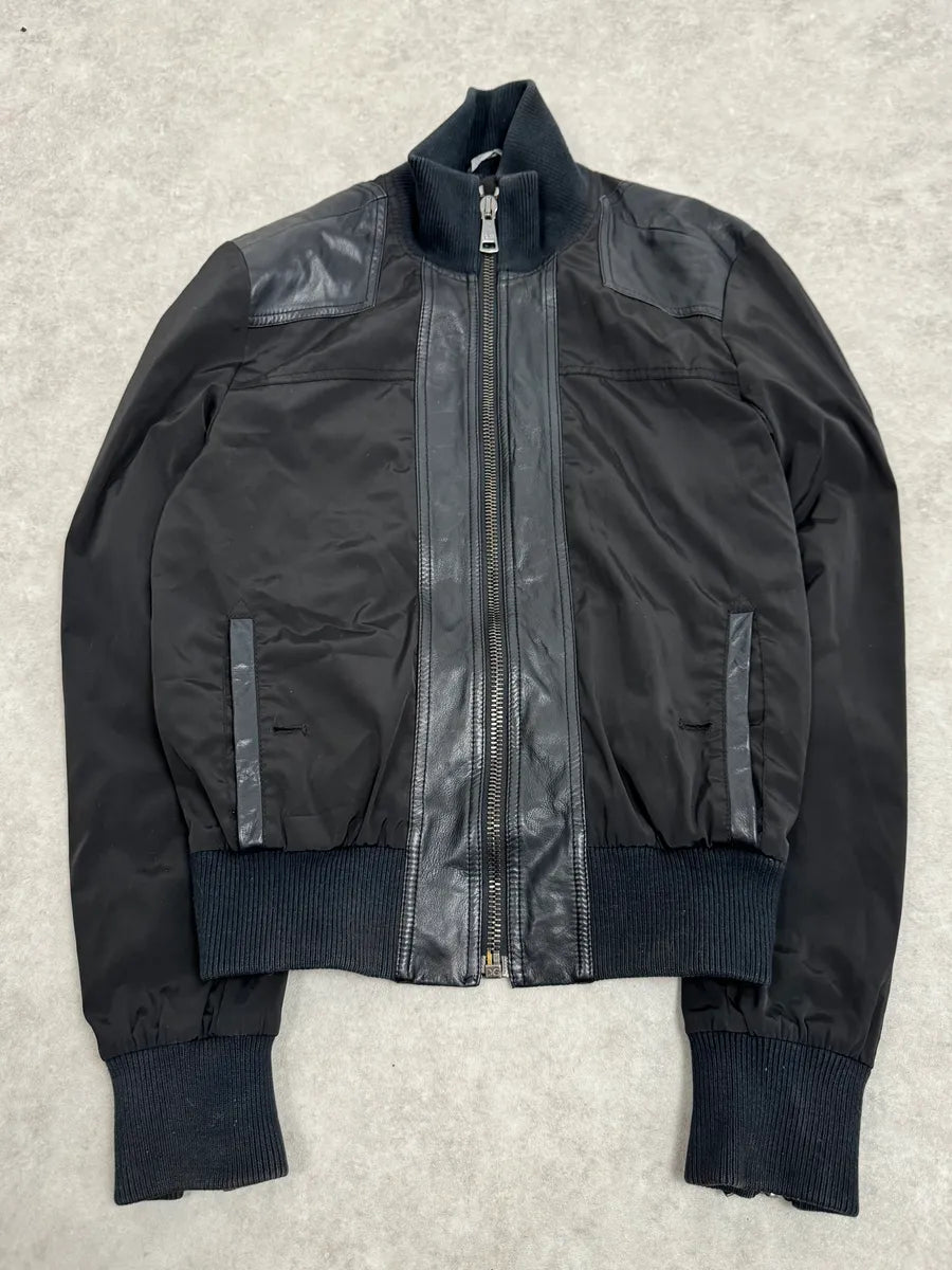 2000s Dolce & Gabbana Hybrid Black Leather Nylon Jacket XtZLKYk 0
