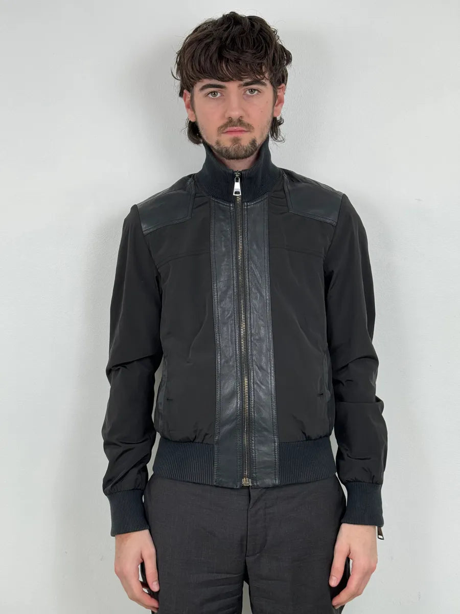 2000s Dolce & Gabbana Hybrid Black Leather Nylon Jacket XtZLKYk 1