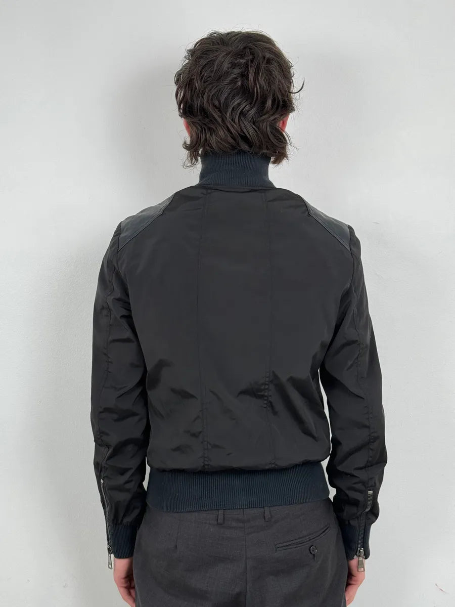 2000s Dolce & Gabbana Hybrid Black Leather Nylon Jacket XtZLKYk 2