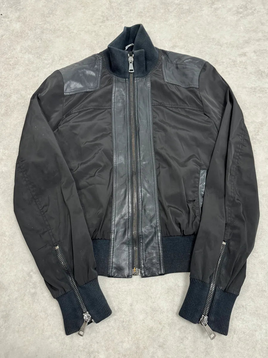 2000s Dolce & Gabbana Hybrid Black Leather Nylon Jacket XtZLKYk 3
