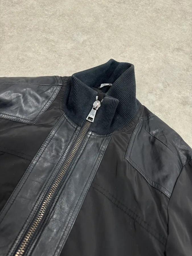 2000s Dolce & Gabbana Hybrid Black Leather Nylon Jacket XtZLKYk 4