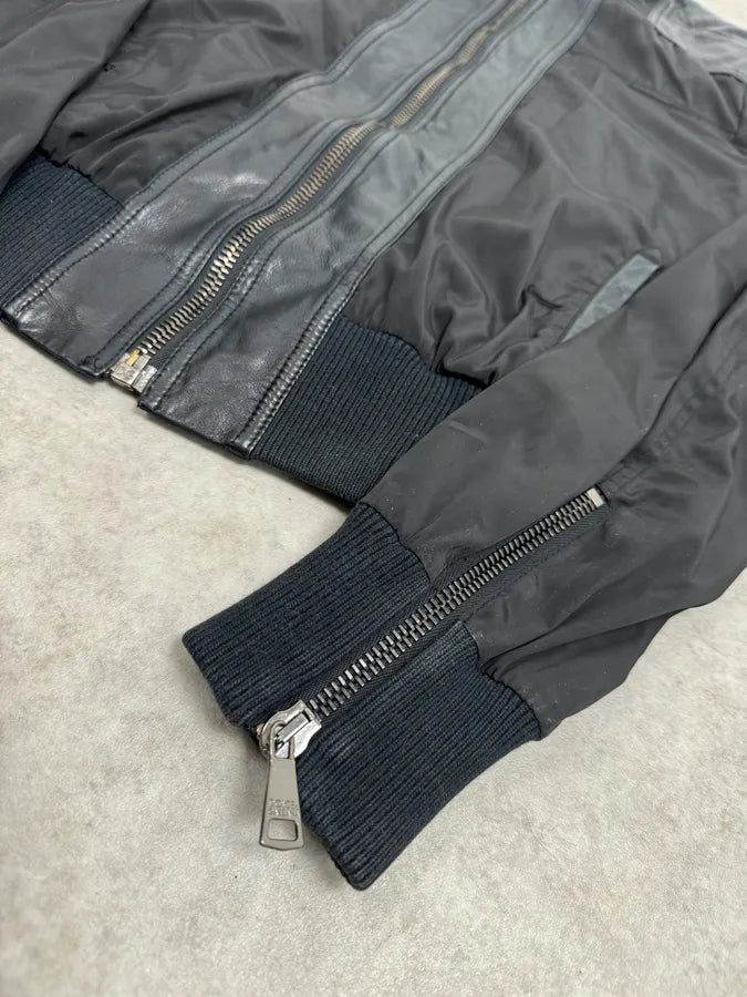 2000s Dolce & Gabbana Hybrid Black Leather Nylon Jacket XtZLKYk 5