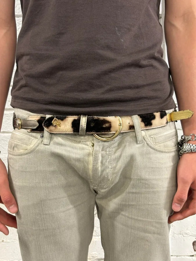2000s Dolce & Gabbana Hybrid Calf Hair & Leather Belt rjpEhZw 0
