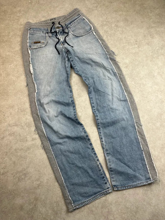 AW2004 Dolce & Gabbana Hybrid Grey Joggers Blue Denim Jeans MDbbFru 4