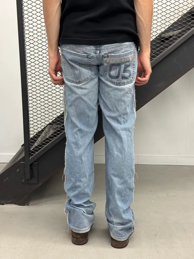 AW2004 Dolce & Gabbana Hybrid Grey Joggers Blue Denim Jeans MDbbFru 3