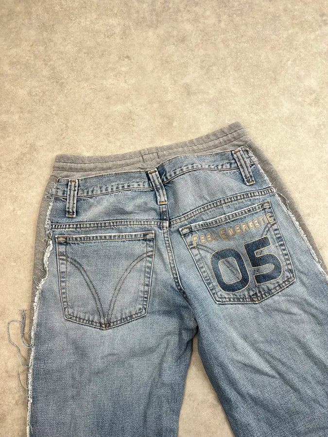 AW2004 Dolce & Gabbana Hybrid Grey Joggers Blue Denim Jeans MDbbFru 7