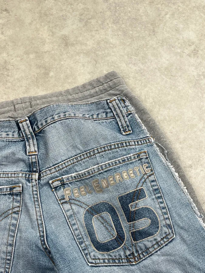 AW2004 Dolce & Gabbana Hybrid Grey Joggers Blue Denim Jeans MDbbFru 8