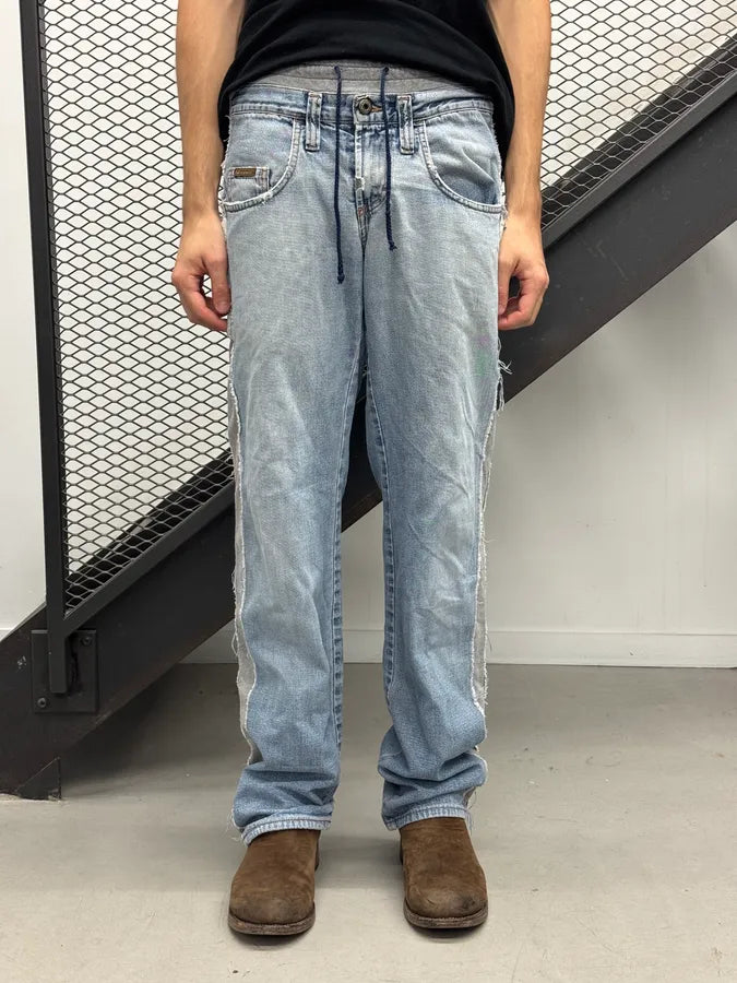 AW2004 Dolce & Gabbana Hybrid Grey Joggers Blue Denim Jeans MDbbFru 1