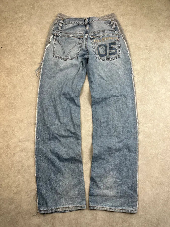 AW2004 Dolce & Gabbana Hybrid Grey Joggers Blue Denim Jeans MDbbFru 6