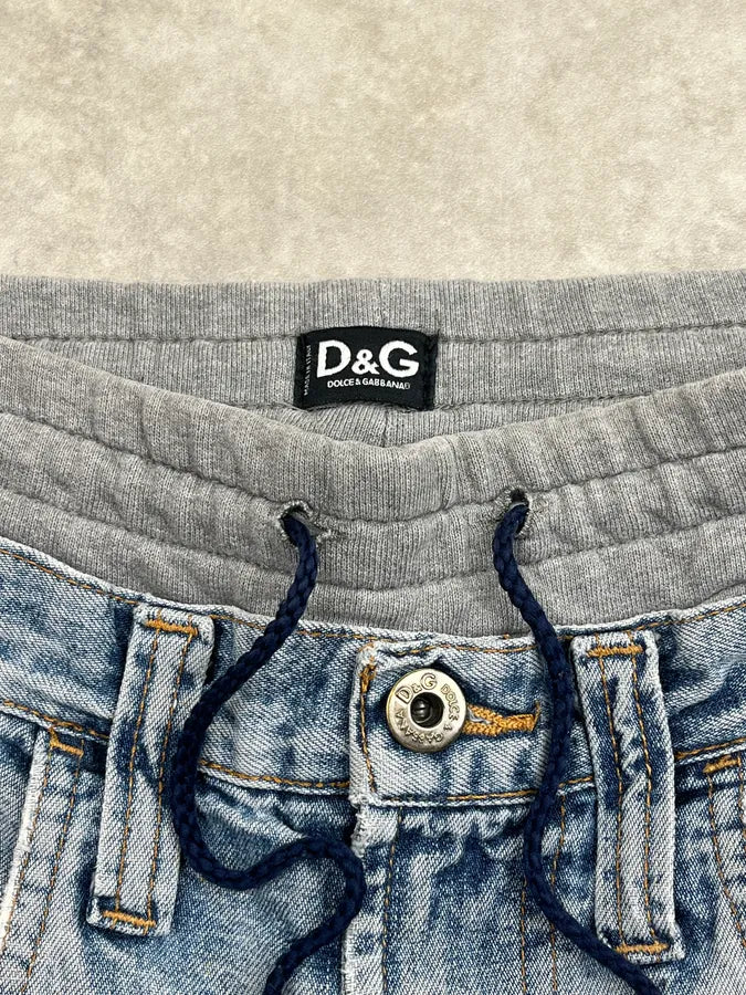 AW2004 Dolce & Gabbana Hybrid Grey Joggers Blue Denim Jeans MDbbFru 10
