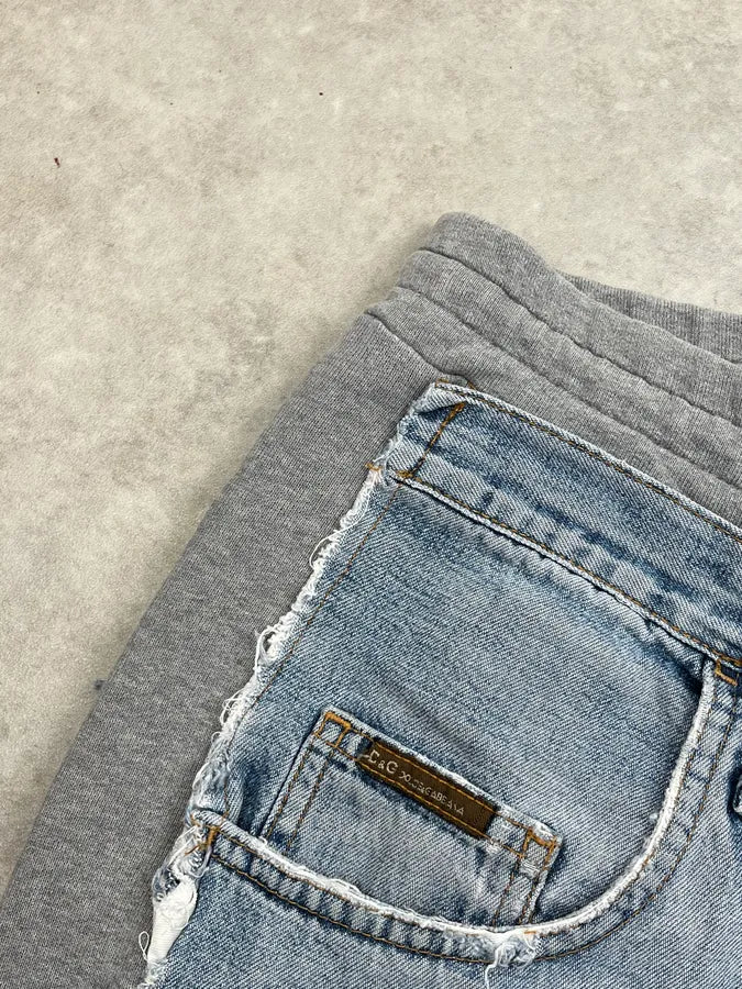 AW2004 Dolce & Gabbana Hybrid Grey Joggers Blue Denim Jeans MDbbFru 11