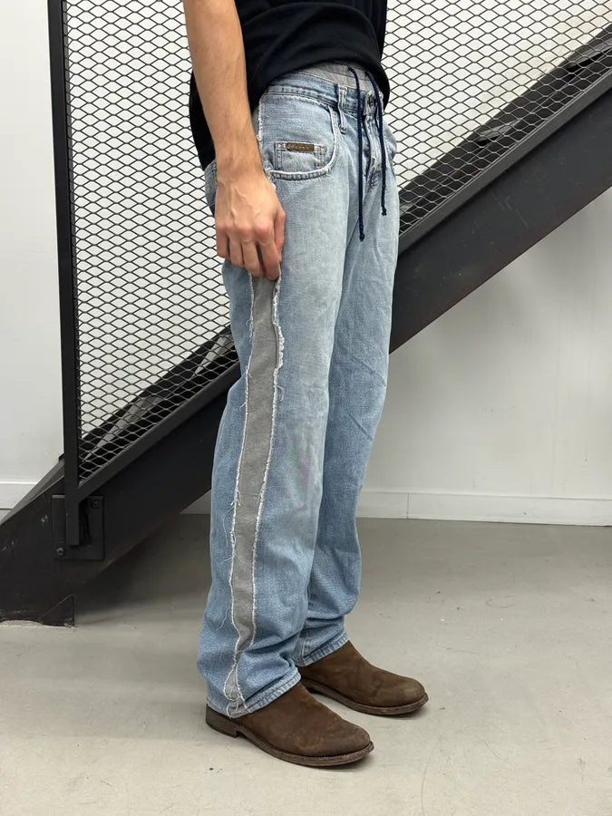 AW2004 Dolce & Gabbana Hybrid Grey Joggers Blue Denim Jeans MDbbFru 2