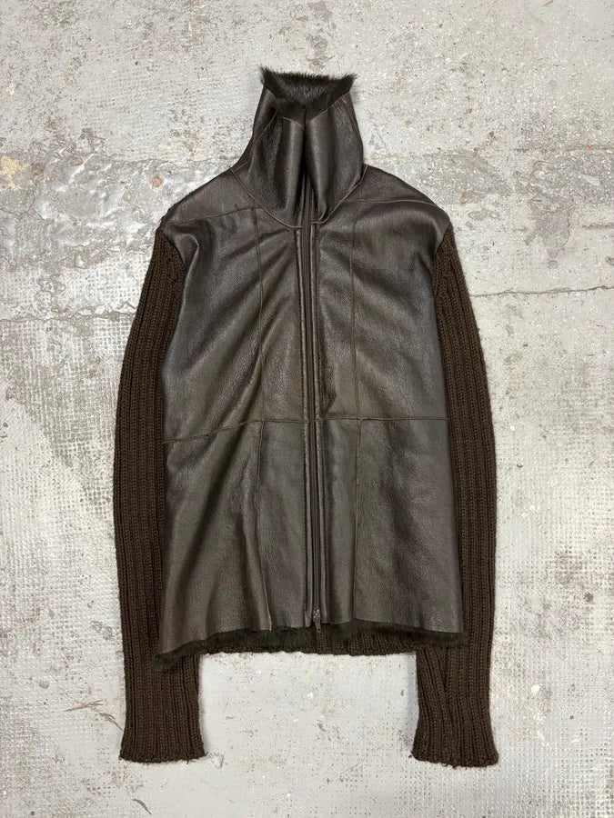 2000s Dolce & Gabbana Hybrid Leather Wool Fur Jacket pjPPBwA 0