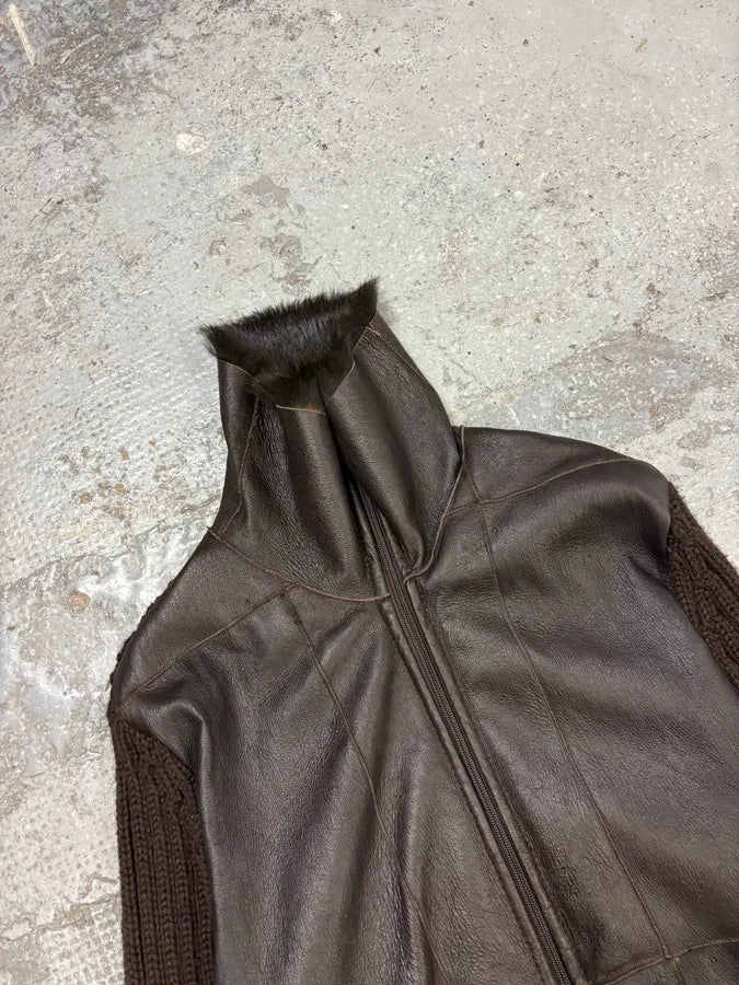 2000s Dolce & Gabbana Hybrid Leather Wool Fur Jacket pjPPBwA 2