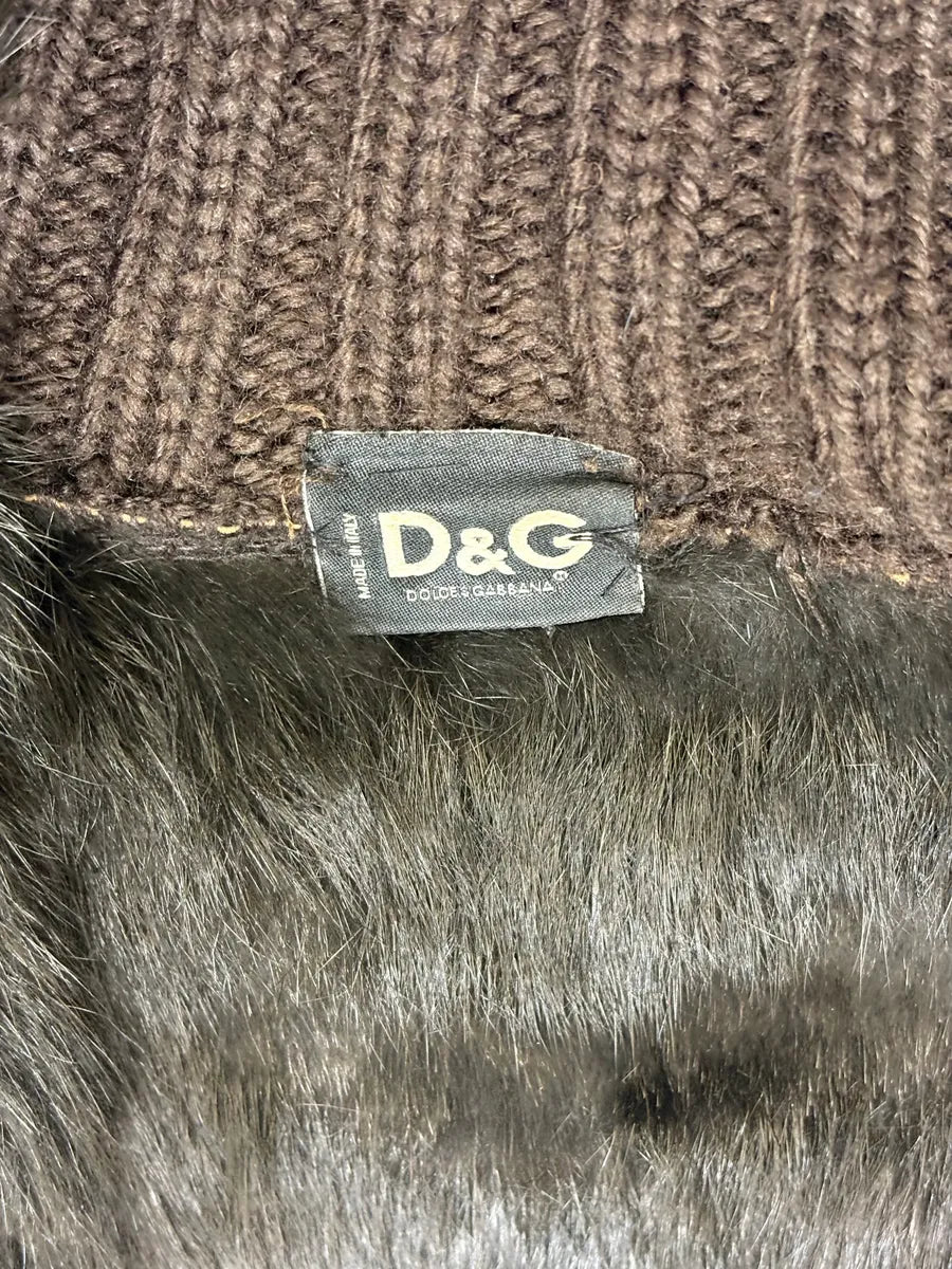 2000s Dolce & Gabbana Hybrid Leather Wool Fur Jacket pjPPBwA 5