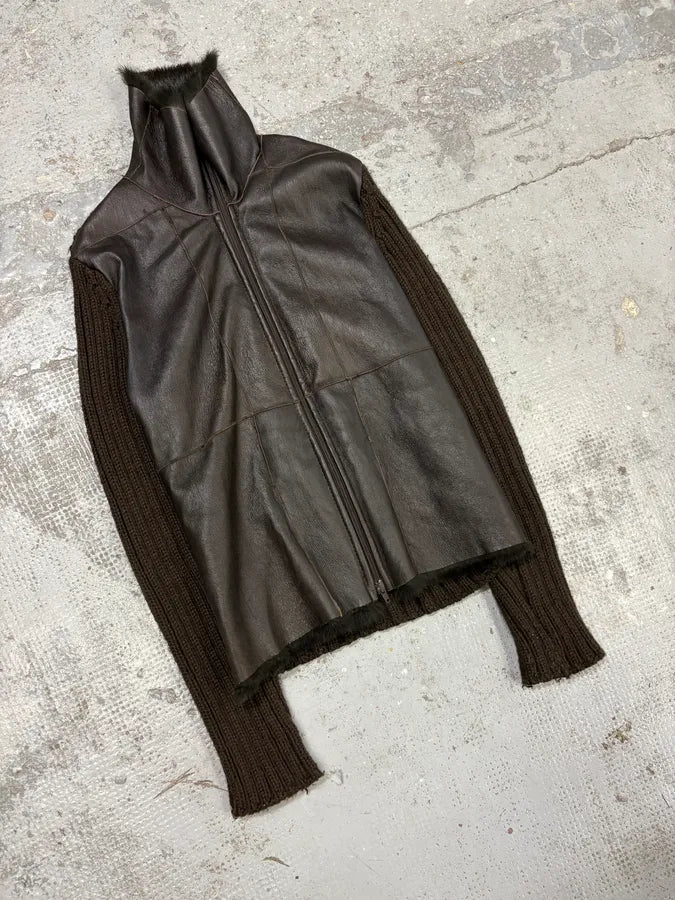 2000s Dolce & Gabbana Hybrid Leather Wool Fur Jacket pjPPBwA 1