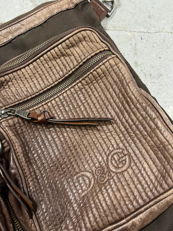 2000s Dolce & Gabbana Hybrid Nylon & Leather Brown Shoulder Bag (OS) freoteN 2