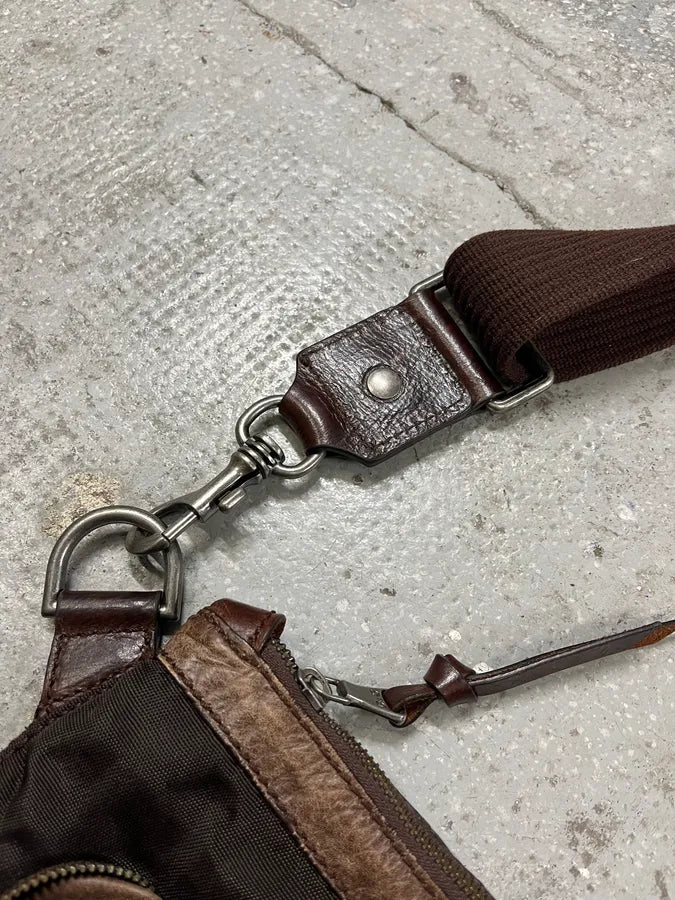 2000s Dolce & Gabbana Hybrid Nylon & Leather Brown Shoulder Bag (OS) freoteN 3