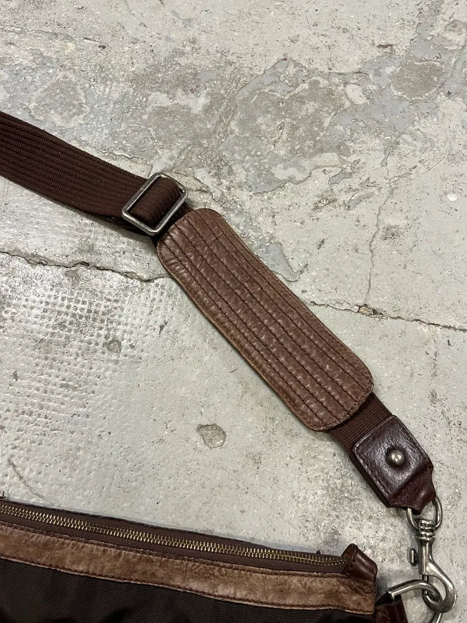 2000s Dolce & Gabbana Hybrid Nylon & Leather Brown Shoulder Bag (OS) freoteN 5