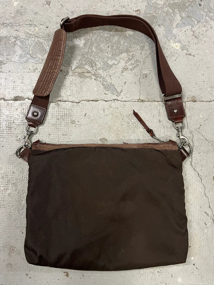 2000s Dolce & Gabbana Hybrid Nylon & Leather Brown Shoulder Bag (OS) freoteN 6