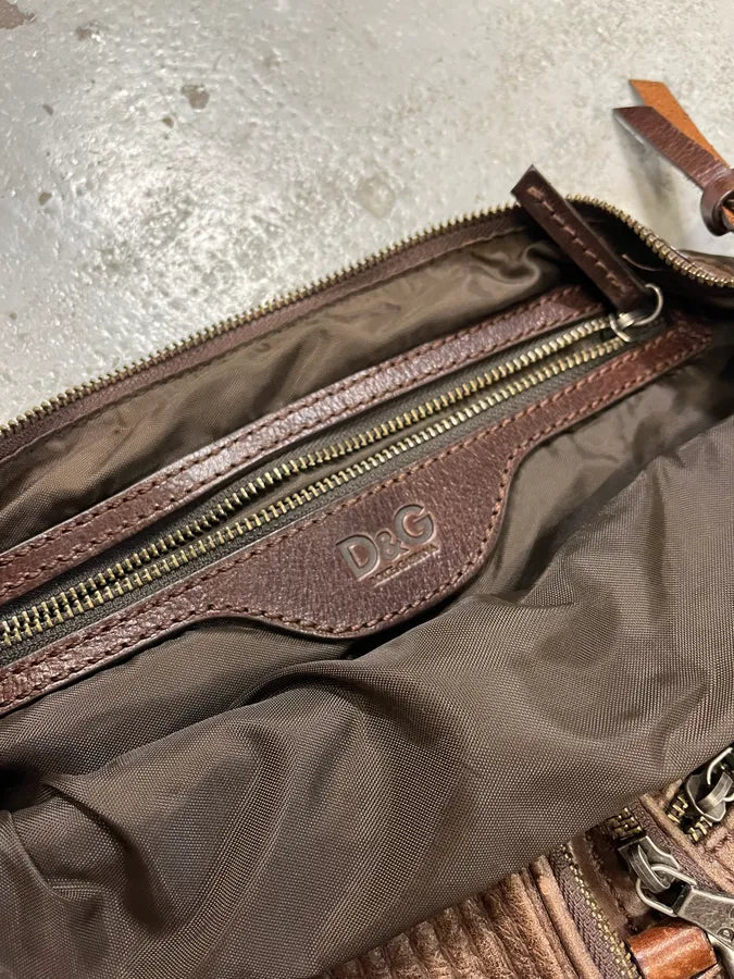 2000s Dolce & Gabbana Hybrid Nylon & Leather Brown Shoulder Bag (OS) freoteN 7