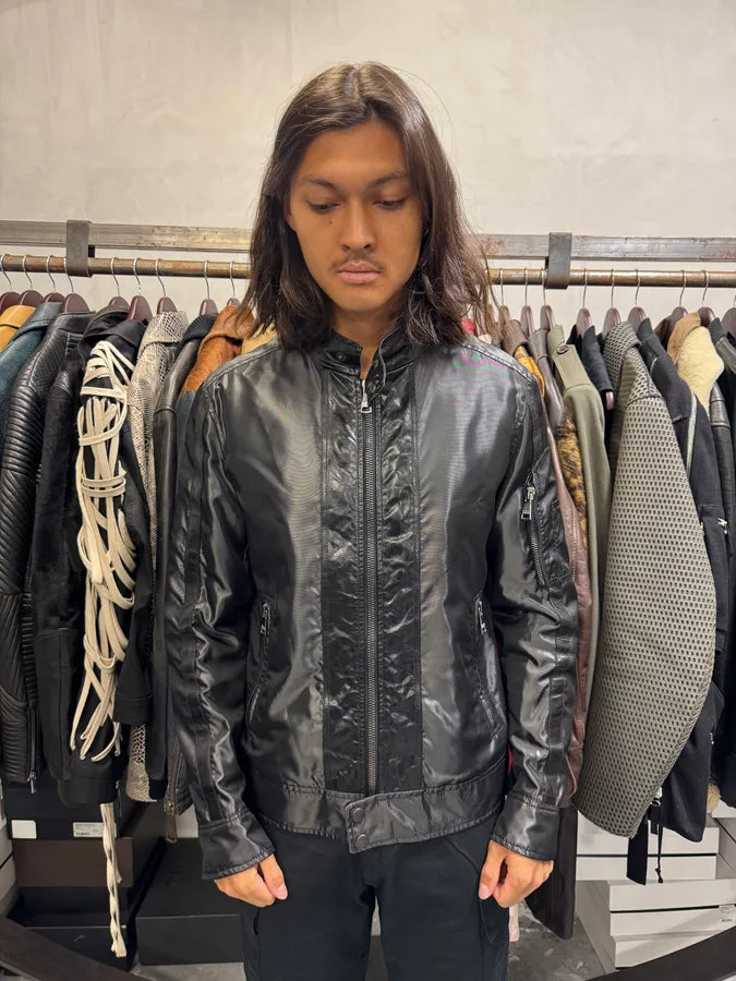 2000s Dolce & Gabbana Hybrid Nylon Black Leather Jacket GezztmP 1