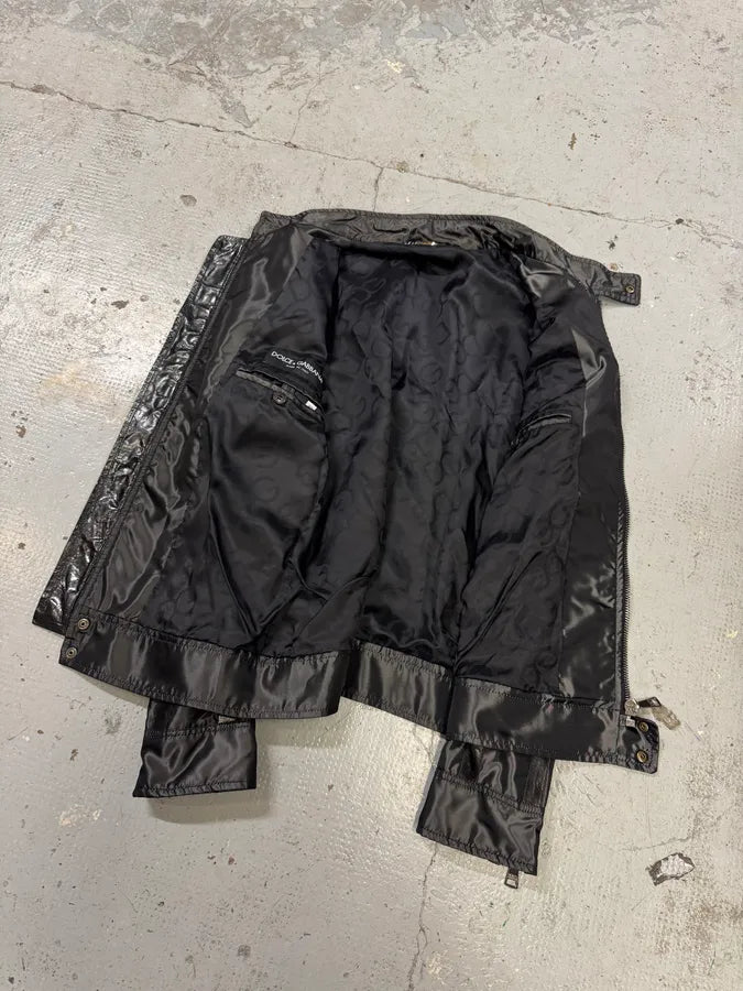 2000s Dolce & Gabbana Hybrid Nylon Black Leather Jacket GezztmP 4