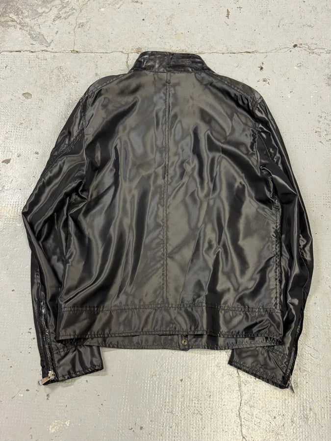 2000s Dolce & Gabbana Hybrid Nylon Black Leather Jacket GezztmP 5