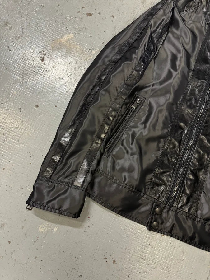 2000s Dolce & Gabbana Hybrid Nylon Black Leather Jacket GezztmP 6