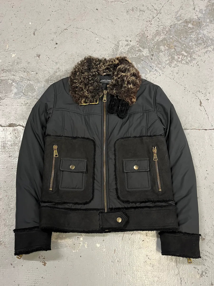 2000s Dolce & Gabbana Hybrid Nylon Suede Black Jacket QlLXNMc 0