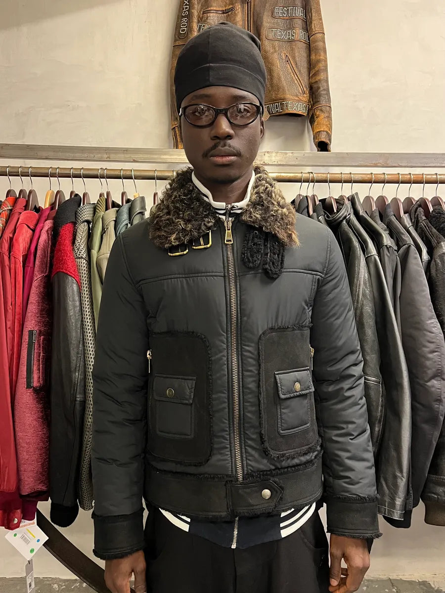 2000s Dolce & Gabbana Hybrid Nylon Suede Black Jacket QlLXNMc 1